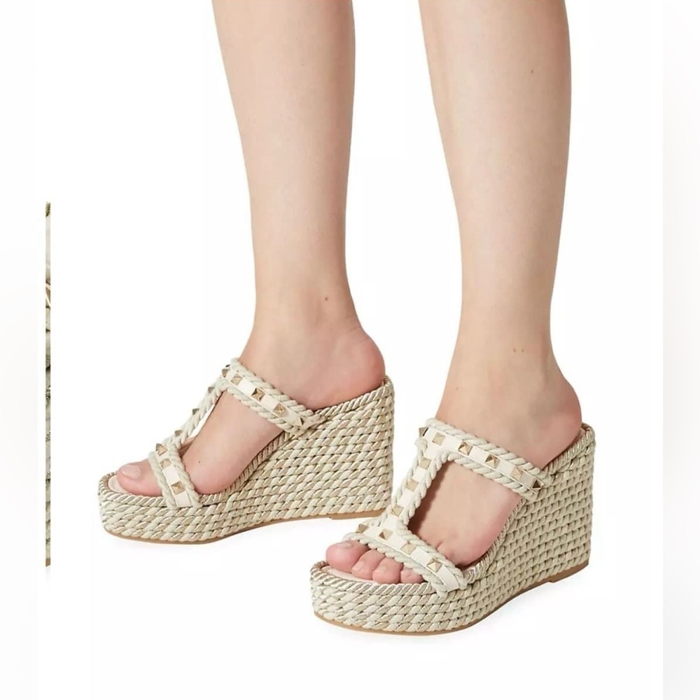 Valentino Rockstud Wedge Sandals